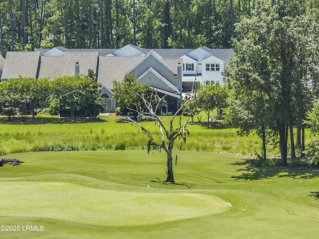 300 Persimmon Cir, Hardeeville, SC 29927 - surrounding community with golf course view, a lawn, and an area to practice putting