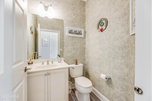 300 Persimmon Cir, Hardeeville, SC 29927 - bathroom with vanity, wood finished floors, and wallpapered walls