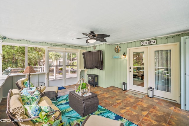 106 Sand Piper Run, Fripp Island, SC 29920 - sunroom / solarium featuring a wood stove