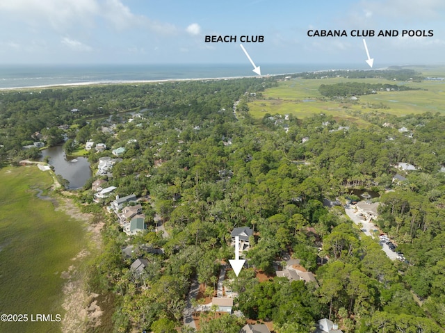 106 Sand Piper Run, Fripp Island, SC 29920 - aerial overview of property's location with a large body of water and a heavily wooded area