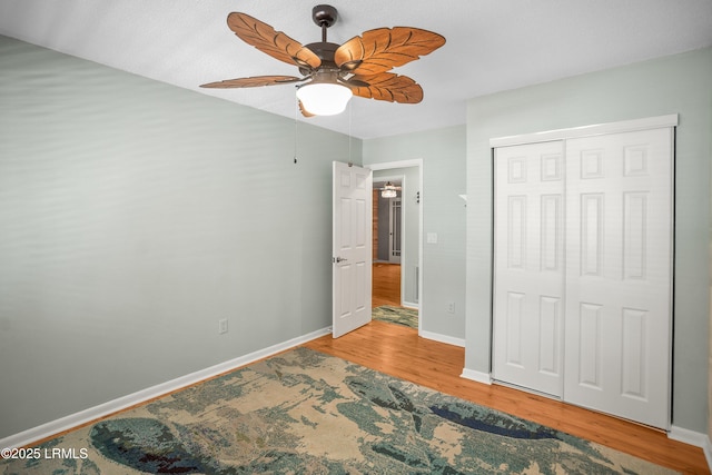 106 Sand Piper Run, Fripp Island, SC 29920 - unfurnished bedroom featuring wood finished floors, a closet, and ceiling fan