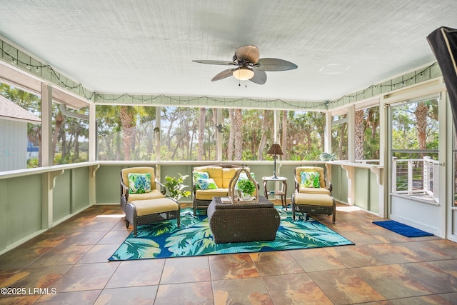 106 Sand Piper Run, Fripp Island, SC 29920 - sunroom featuring ceiling fan and an outdoor living space