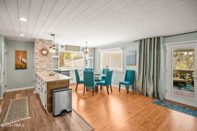 106 Sand Piper Run, Fripp Island, SC 29920 - dining room featuring light wood-style floors, wood ceiling, and recessed lighting