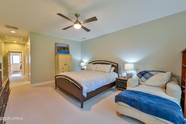 1120 Palmetto Pt, Dataw Island, SC 29920 - bedroom with attic access, light carpet, and ceiling fan