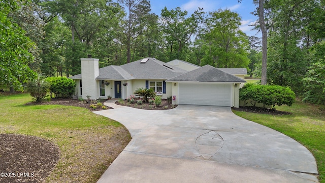 51 White Oaks Cir, Bluffton, SC 29910 - ranch-style home featuring a chimney, driveway, a garage, and a front yard