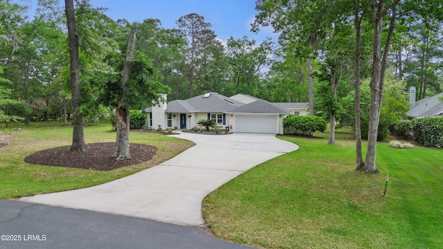 51 White Oaks Cir, Bluffton, SC 29910 - single story home featuring concrete driveway, an attached garage, a front yard, and view of scattered trees