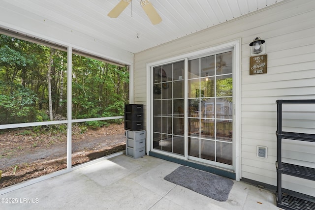 29 Wiregrass Way, Bluffton, SC 29910 - unfurnished sunroom featuring ceiling fan