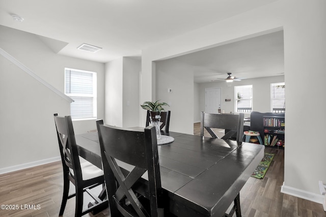 101 Palmetto Breeze Cir, Beaufort, SC 29907 - dining room with wood finished floors, healthy amount of natural light, baseboards, and a ceiling fan