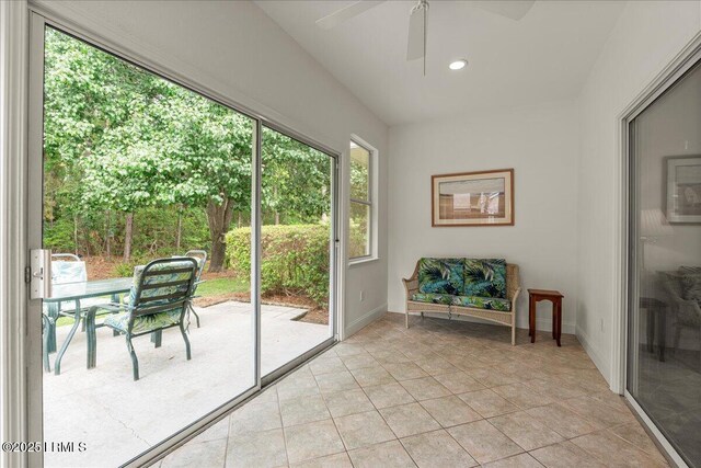 61 Hampton Cir, Bluffton, SC 29909 - doorway featuring ceiling fan, baseboards, recessed lighting, and light tile patterned floors