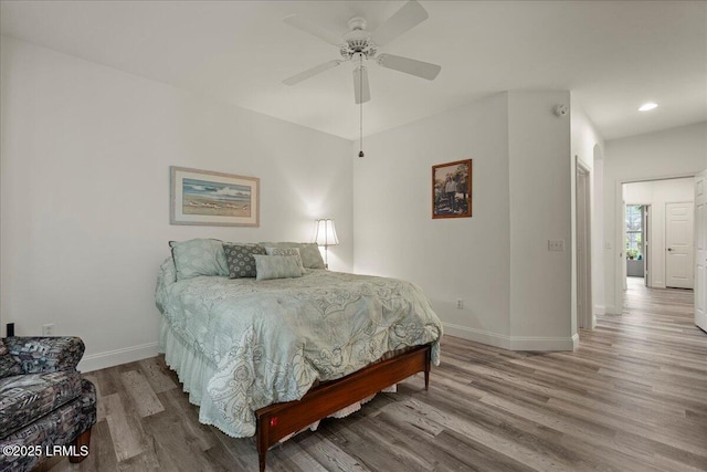 61 Hampton Cir, Bluffton, SC 29909 - bedroom featuring wood finished floors, baseboards, recessed lighting, and a ceiling fan