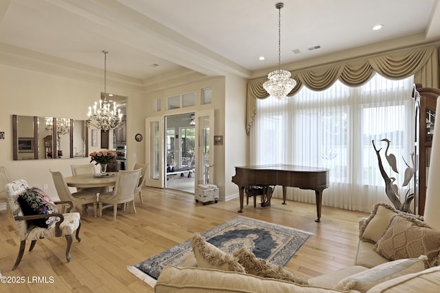 102 Lake Somerset Cir, Bluffton, SC 29909 - living room featuring a chandelier, light wood-style floors, and recessed lighting