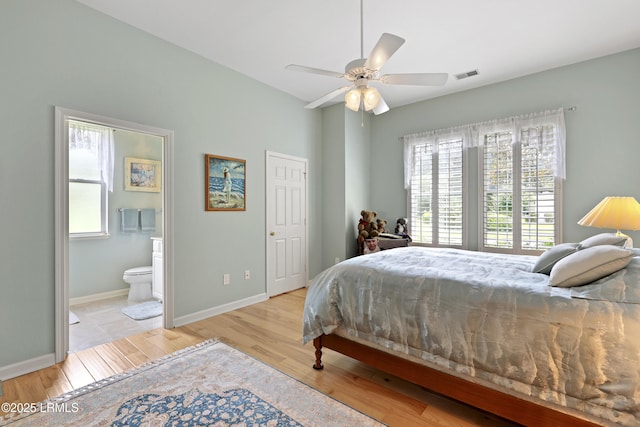 102 Lake Somerset Cir, Bluffton, SC 29909 - bedroom featuring wood finished floors, ensuite bath, and a ceiling fan