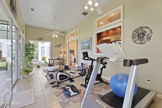 102 Lake Somerset Cir, Bluffton, SC 29909 - exercise area featuring ceiling fan and tile patterned flooring