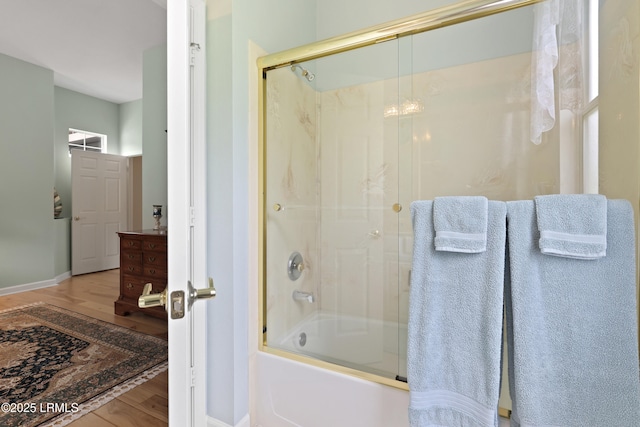 102 Lake Somerset Cir, Bluffton, SC 29909 - full bath with wood finished floors and enclosed tub / shower combo