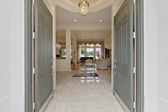 102 Lake Somerset Cir, Bluffton, SC 29909 - entrance foyer featuring a chandelier and recessed lighting
