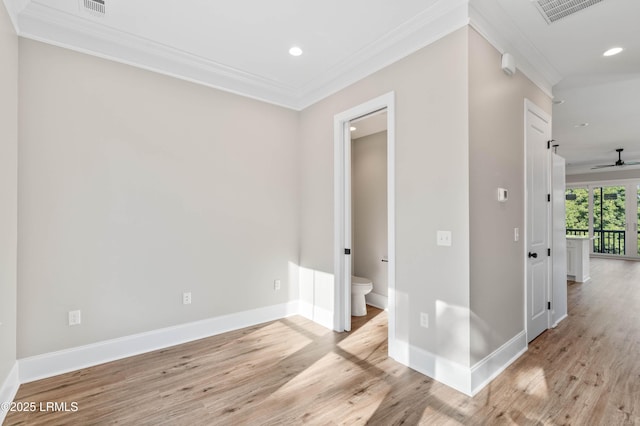 100 Battery Creek Club Dr, Beaufort, SC 29902 - spare room with crown molding, recessed lighting, light wood-style flooring, baseboards, and ceiling fan