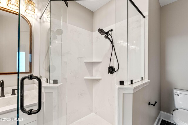 100 Battery Creek Club Dr, Beaufort, SC 29902 - full bathroom featuring toilet, a marble finish shower, and vanity