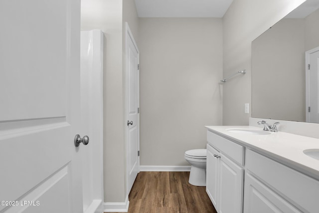 171 Great Bend Dr, Beaufort, SC 29906 - bathroom featuring wood finished floors, a sink, double vanity, baseboards, and toilet