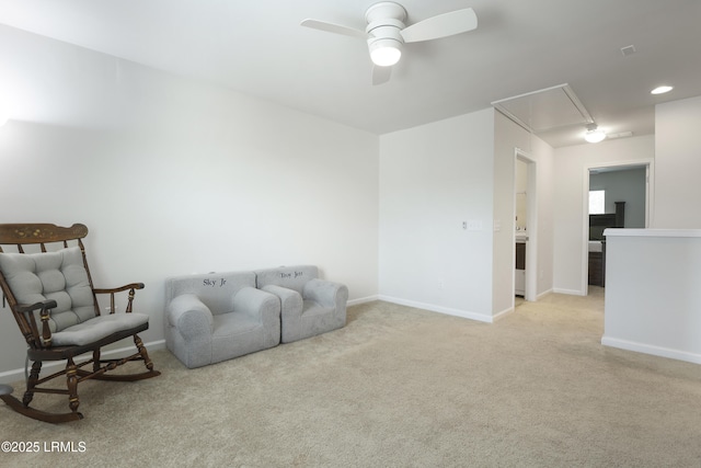 74 Keowee Ln, Beaufort, SC 29906 - sitting room with attic access, carpet flooring, and a ceiling fan