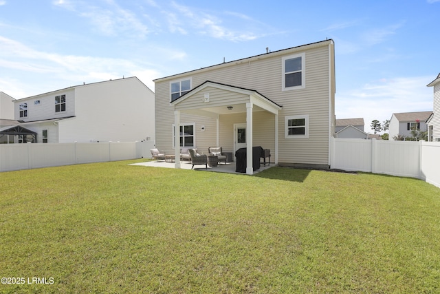 74 Keowee Ln, Beaufort, SC 29906 - rear view of house with an outdoor hangout area, a patio area, and a fenced backyard