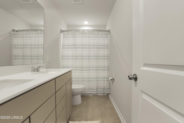 74 Keowee Ln, Beaufort, SC 29906 - bathroom with double vanity, tile patterned flooring, and curtained shower