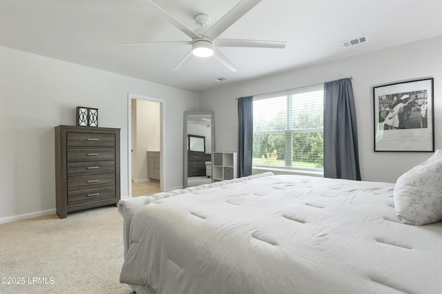 74 Keowee Ln, Beaufort, SC 29906 - bedroom featuring light colored carpet, a ceiling fan, and ensuite bathroom