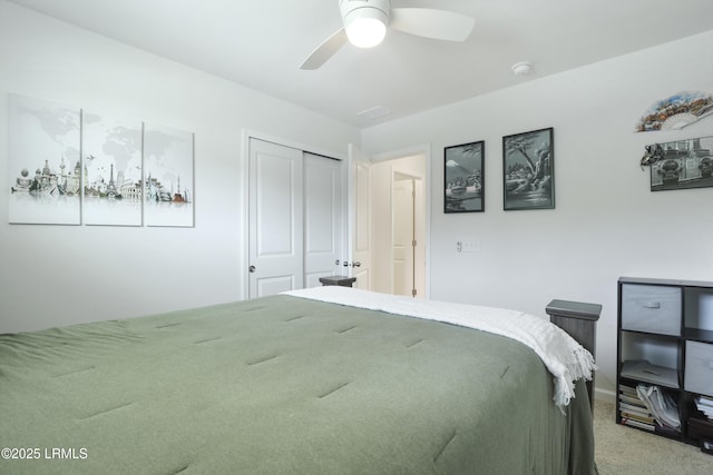 74 Keowee Ln, Beaufort, SC 29906 - bedroom featuring a closet, light colored carpet, and ceiling fan