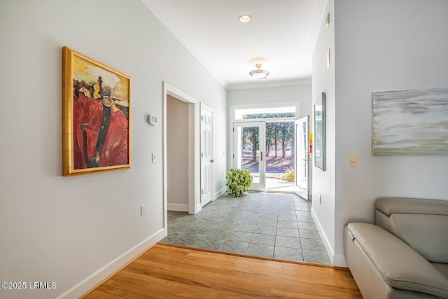 1348 Rowland Dr, Saint Helena Island, SC 29920 - entryway featuring ornamental molding and wood-type flooring