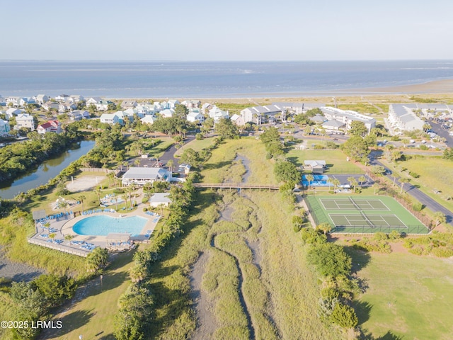 108 Harbor Dr N, Harbor Island, SC 29920 - aerial view of property and surrounding area with a large body of water and a pool