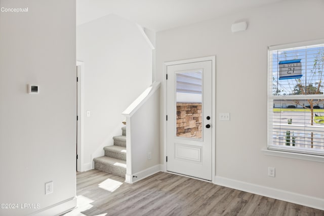 foyer featuring light wood-type flooring