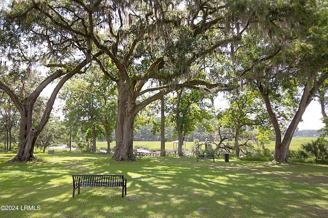 view of home's community with a lawn