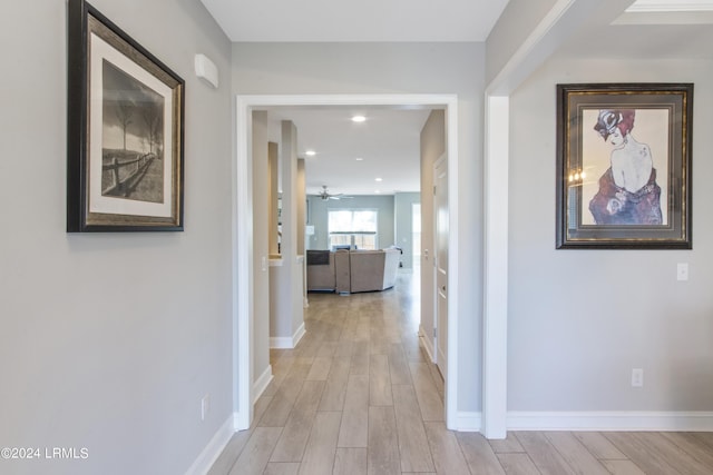 hall featuring light hardwood / wood-style floors