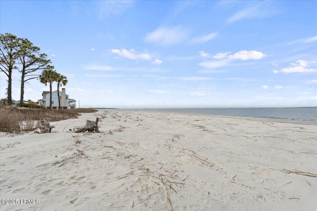 property view of water featuring a beach view