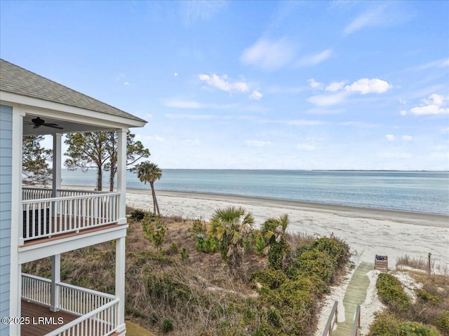 view of water feature featuring a view of the beach