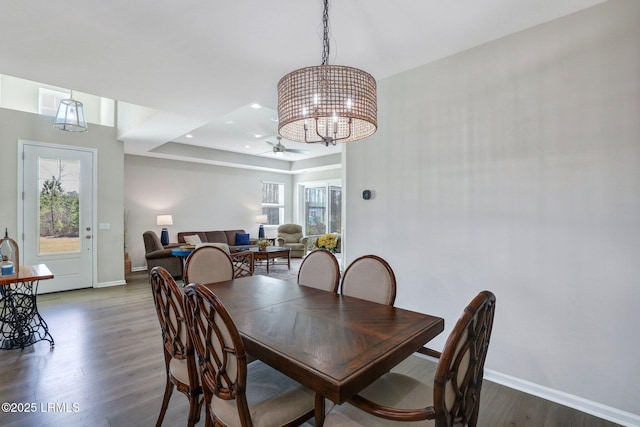 265 Beachcomber Blvd, Hardeeville, SC 29927 - dining space with a raised ceiling, plenty of natural light, wood finished floors, and baseboards
