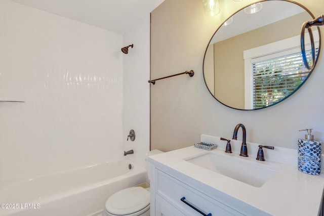 full bathroom with vanity, shower / washtub combination, and toilet