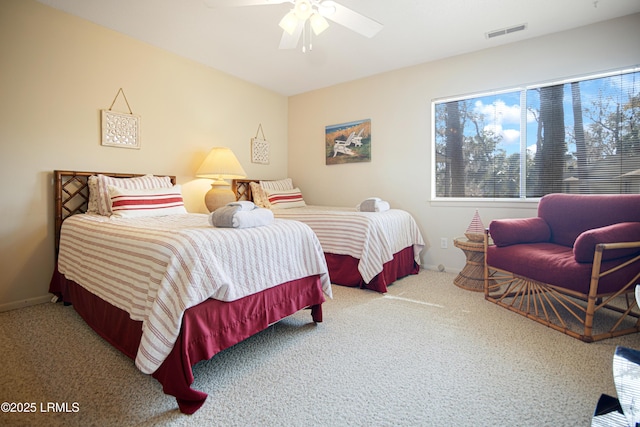 bedroom with carpet floors and ceiling fan