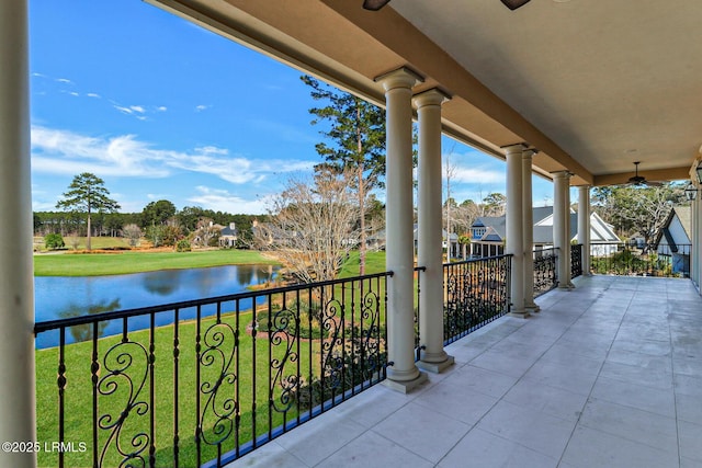 balcony with a water view