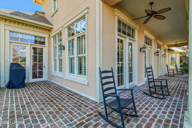 view of patio / terrace featuring a ceiling fan