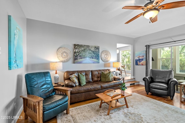 36 Stuart Town Ct, Beaufort, SC 29902 - living area with wood finished floors and ceiling fan