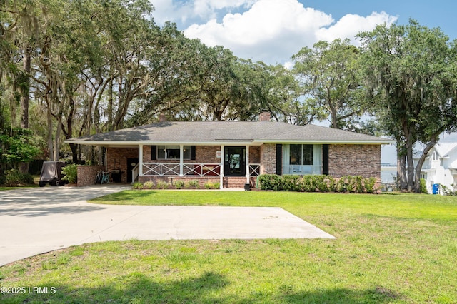 36 Stuart Town Ct, Beaufort, SC 29902 - ranch-style house featuring a porch, brick siding, and a front yard