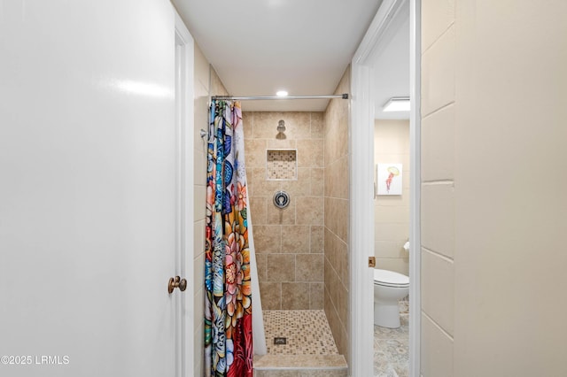 36 Stuart Town Ct, Beaufort, SC 29902 - bathroom with toilet, tiled shower, and recessed lighting