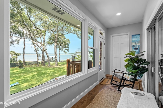 36 Stuart Town Ct, Beaufort, SC 29902 - sunroom / solarium featuring a water view