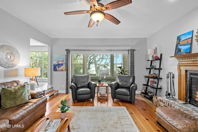 36 Stuart Town Ct, Beaufort, SC 29902 - living room with a fireplace, hardwood / wood-style flooring, and healthy amount of natural light