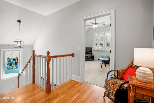 1108 12th St, Port Royal, SC 29935 - hall featuring an upstairs landing, light wood-style floors, and lofted ceiling