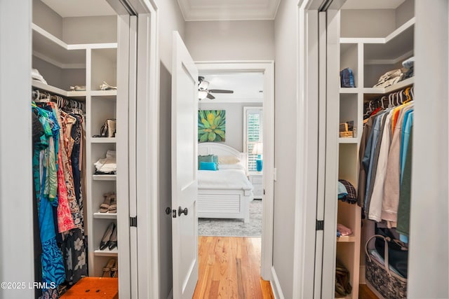 1108 12th St, Port Royal, SC 29935 - spacious closet with wood finished floors and a ceiling fan