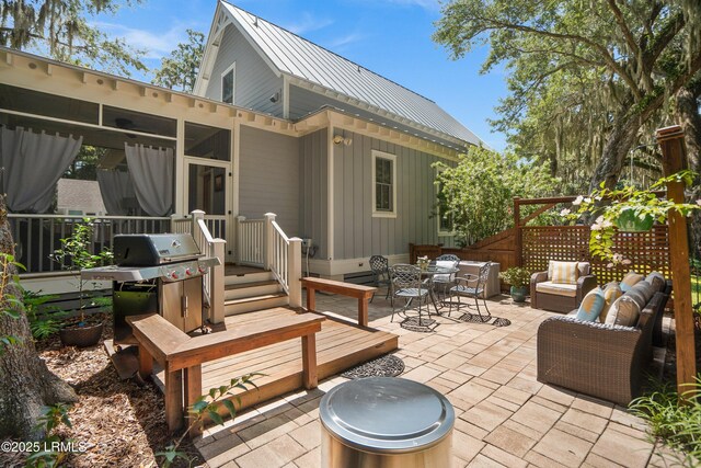 1108 12th St, Port Royal, SC 29935 - view of patio with outdoor dining space, a grill, and outdoor lounge area