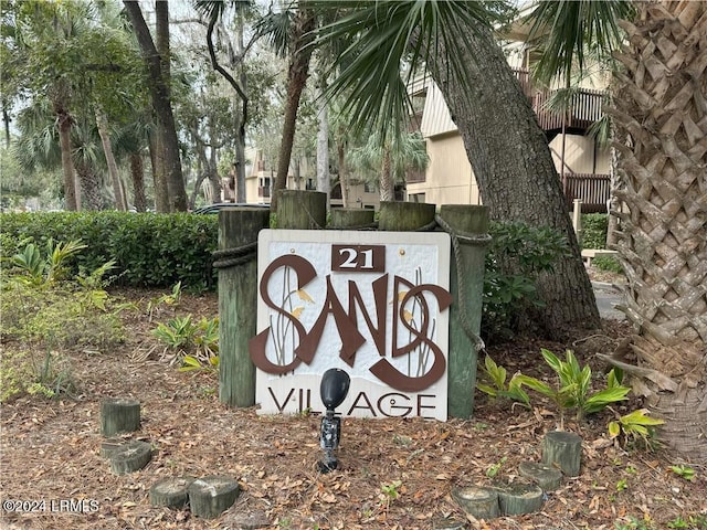 view of community sign