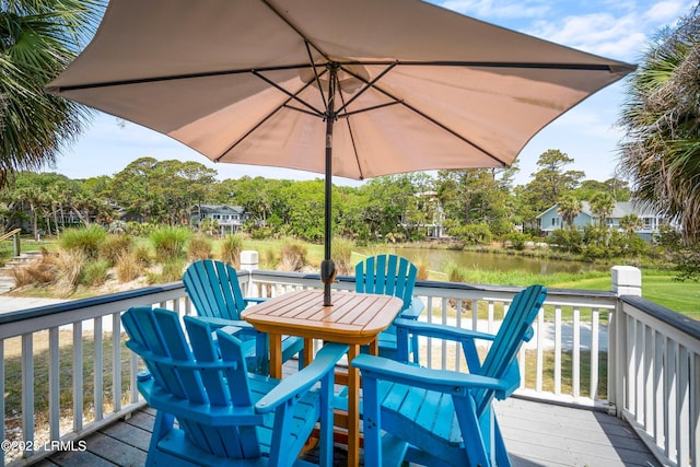 deck with a water view