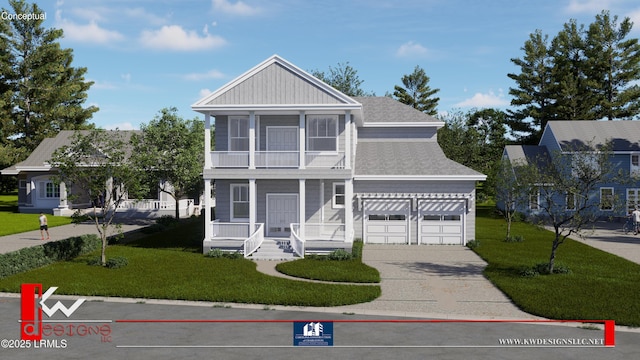 65 National Blvd, Beaufort, SC 29907 - view of front of home featuring a porch, a balcony, a front yard, and roof with shingles